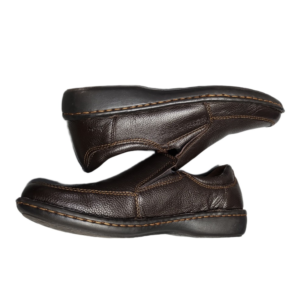B.O.C. Loafers Womens Size 9 Brown Leather Comfortable Stitched Moc Toe Slip On